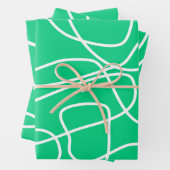 Feuille De Papier Cadeau Vert clair Vert Abstrait Lignes modernes Design (En situation)