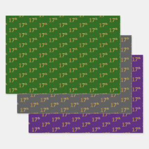 Feuille De Papier Cadeau Vert élégant, Gris, Violet, Or Faux 17e événement