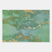 Feuille De Papier Cadeau Vert émeraude et aspect marbre doré (Devant 3)