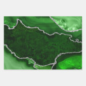 Feuille De Papier Cadeau Vert et argent Faux Paillettes Agate (Devant 3)