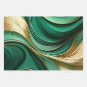 Feuille De Papier Cadeau Vert et or Abstrait moderne (Devant 2)