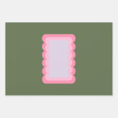 Feuille De Papier Cadeau Vert Et Rose De Forme Vastes Rétro (Devant 3)