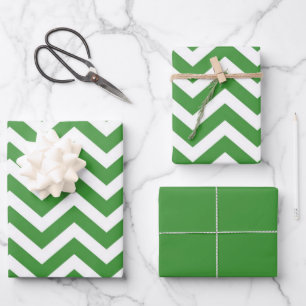 Feuille De Papier Cadeau Vert foncé et chevron blanc Mariage Anniversaire