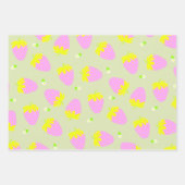 Feuille De Papier Cadeau Vert fraise rose (Devant 3)