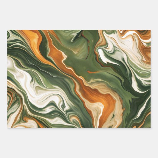 Feuille De Papier Cadeau Vert mable (Devant 2)