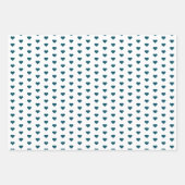 Feuille De Papier Cadeau Vert moderne Coeur Bleu Motif Noël (Devant)