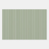 Feuille De Papier Cadeau Vert mousse foncé et rayures blanches (Devant 3)