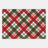 Feuille De Papier Cadeau Vert Noël classique, Rouge Blanc Plaid (Devant 3)