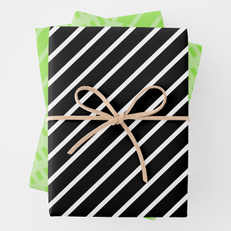 Feuille De Papier Cadeau Vert, Noir & Blanc