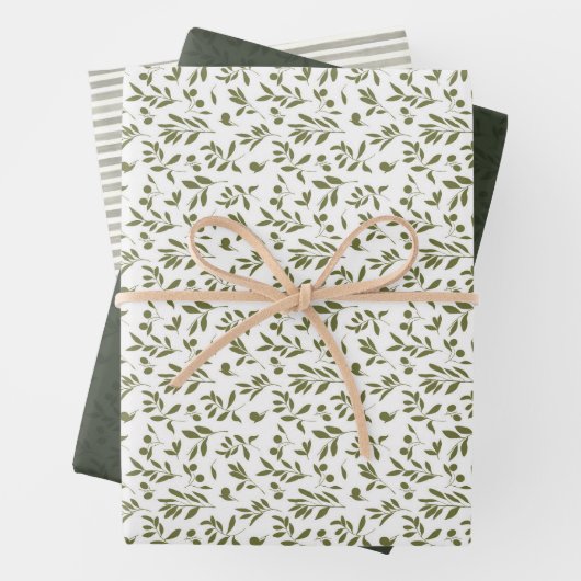 Feuille De Papier Cadeau Vert olive 'Martini' (En situation)