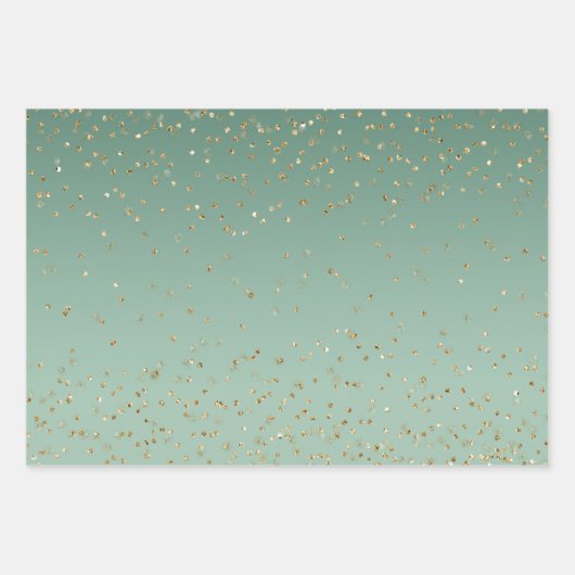 Feuille De Papier Cadeau Vert or Glitz Sparkhe Stripes Leopard (Devant)