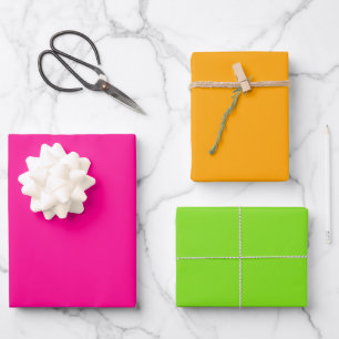 Feuille De Papier Cadeau Vert orange rose uni