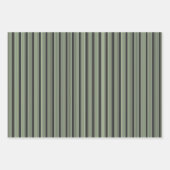 Feuille De Papier Cadeau Vert pâle et charbon cinq bandes motif (Devant 3)