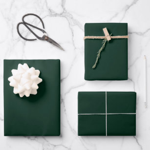 Feuille De Papier Cadeau Vert pin uni minimaliste