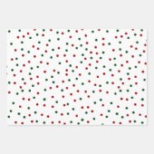 Feuille De Papier Cadeau Vert Rouge Confetti Polka Dot Noël (Devant)