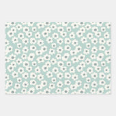 Feuille De Papier Cadeau Vert sauge blanc gris floral boho tendance (Devant 2)