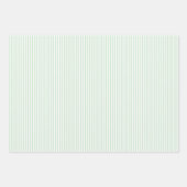 Feuille De Papier Cadeau Vert sauge clair et rayures blanches (Devant 3)