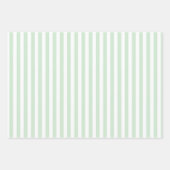Feuille De Papier Cadeau Vert sauge clair et rayures blanches (Devant 2)