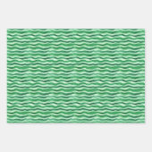 Feuille De Papier Cadeau Vert sur Vert aquarelle vert Lignes ondulées (Devant)