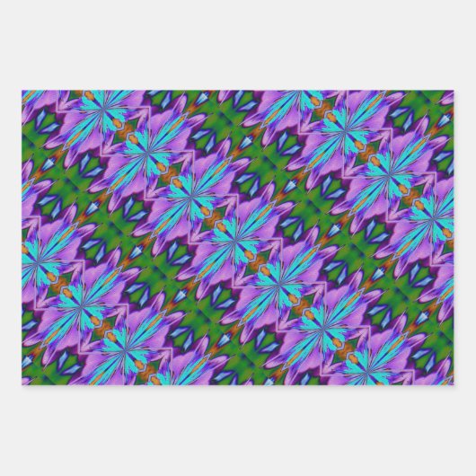 Feuille De Papier Cadeau Vert turquoise violet Design abstrait (Devant)