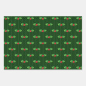 Feuille De Papier Cadeau Verticale Striped Holly Berry Feliz Navidad (Devant)