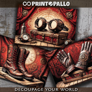 Feuille De Papier Cadeau Vêtements de Steampunk tryptic : gant, lunettes, b