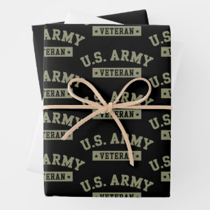 Feuille De Papier Cadeau Vétéran de l'armée américaine Drapeau américain d'
