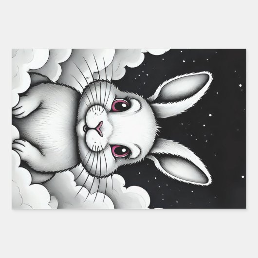 Feuille De Papier Cadeau Vibes célestes de lapin céleste (Devant)