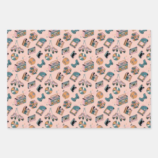 Feuille De Papier Cadeau Vibes Motif des années 90 rétro (Devant)