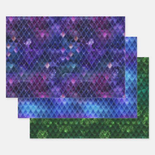 Feuille De Papier Cadeau Vibrant Fantasy Dragon Scale Patterns (Lot)