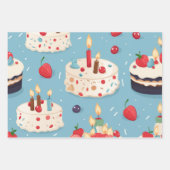 Feuille De Papier Cadeau Vibrant Joyeux gâteaux d'anniversaire Motif (Devant 3)