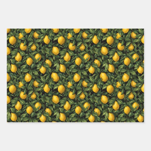 Feuille De Papier Cadeau Vibrant Lemon Citrus Tree Pattern (Devant 3)