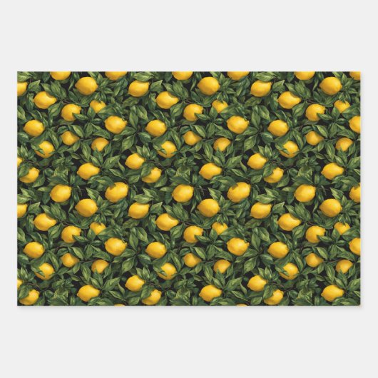 Feuille De Papier Cadeau Vibrant Lemon Citrus Tree Pattern (Devant 2)