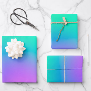 Feuille De Papier Cadeau Vibrant vert violet Abstrait monochrome 