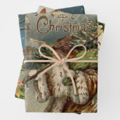 Feuille De Papier Cadeau Victorian Santa Claus With Christmas Tree (En situation)