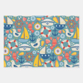 Feuille De Papier Cadeau Vie marine marine marine mignonne (Devant)