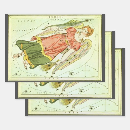 Feuille De Papier Cadeau Vierge Vierge Antique Constellation Miroir d'Urani (Lot)