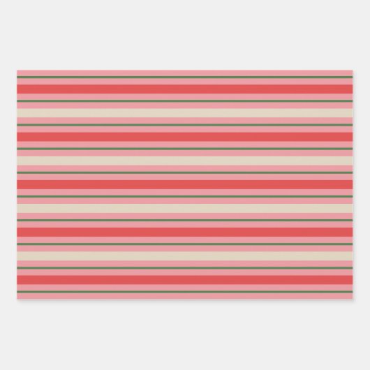 Feuille De Papier Cadeau Vieux mode rétro Noël Motif rayé rose (Devant 3)