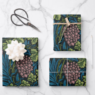 Feuille De Papier Cadeau Vignes avec grappes de raisins roses