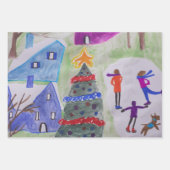 Feuille De Papier Cadeau Village de Noël (Devant 2)