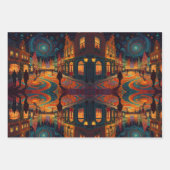 Feuille De Papier Cadeau Village de Noël Europe (Devant)