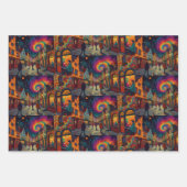 Feuille De Papier Cadeau Village de Noël Europe Angleterre (Devant 2)