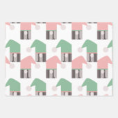 Feuille De Papier Cadeau Village de Noël rose Gnomes (Devant 3)