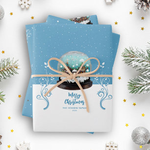 Feuille De Papier Cadeau Village d'hiver de boule de neige en verre Noël