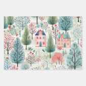 Feuille De Papier Cadeau Village vert Pretty Rose (Devant 3)