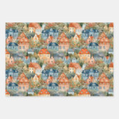 FEUILLE DE PAPIER CADEAU VILLAGES ET MAISONS BLANCS CADEAUX (Devant 3)