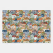 FEUILLE DE PAPIER CADEAU VILLAGES ET MAISONS BLANCS CADEAUX (Devant)