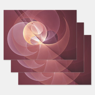 Feuille De Papier Cadeau Vin moderne élégant Abstrait Art fractal rouge