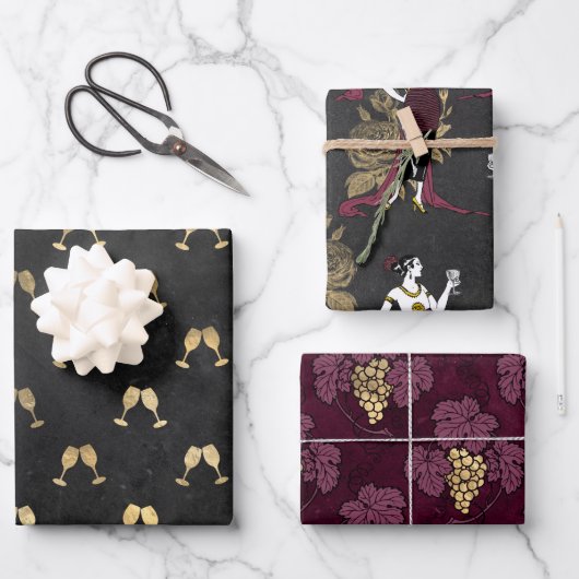 Feuille De Papier Cadeau Vin Rouge (Recto)