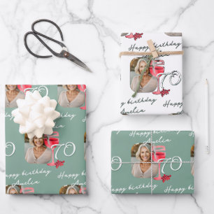 Feuille De Papier Cadeau Vin rouge Verre aquarelle Photo fête d'anniversair